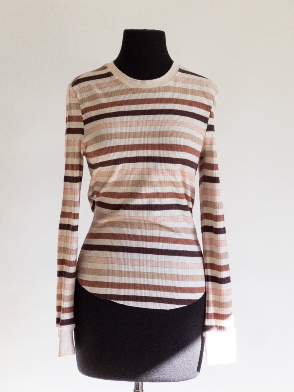 Dex Brown Striped Casual Long Sleeve T Shirt